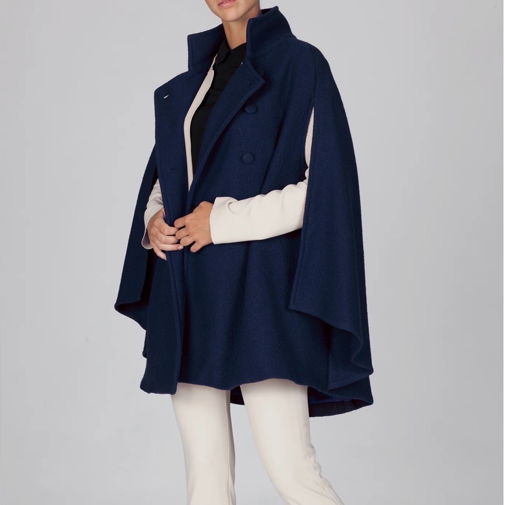 Marta Scarampi Rachel Cape Coat Black Sz Plus 12-16